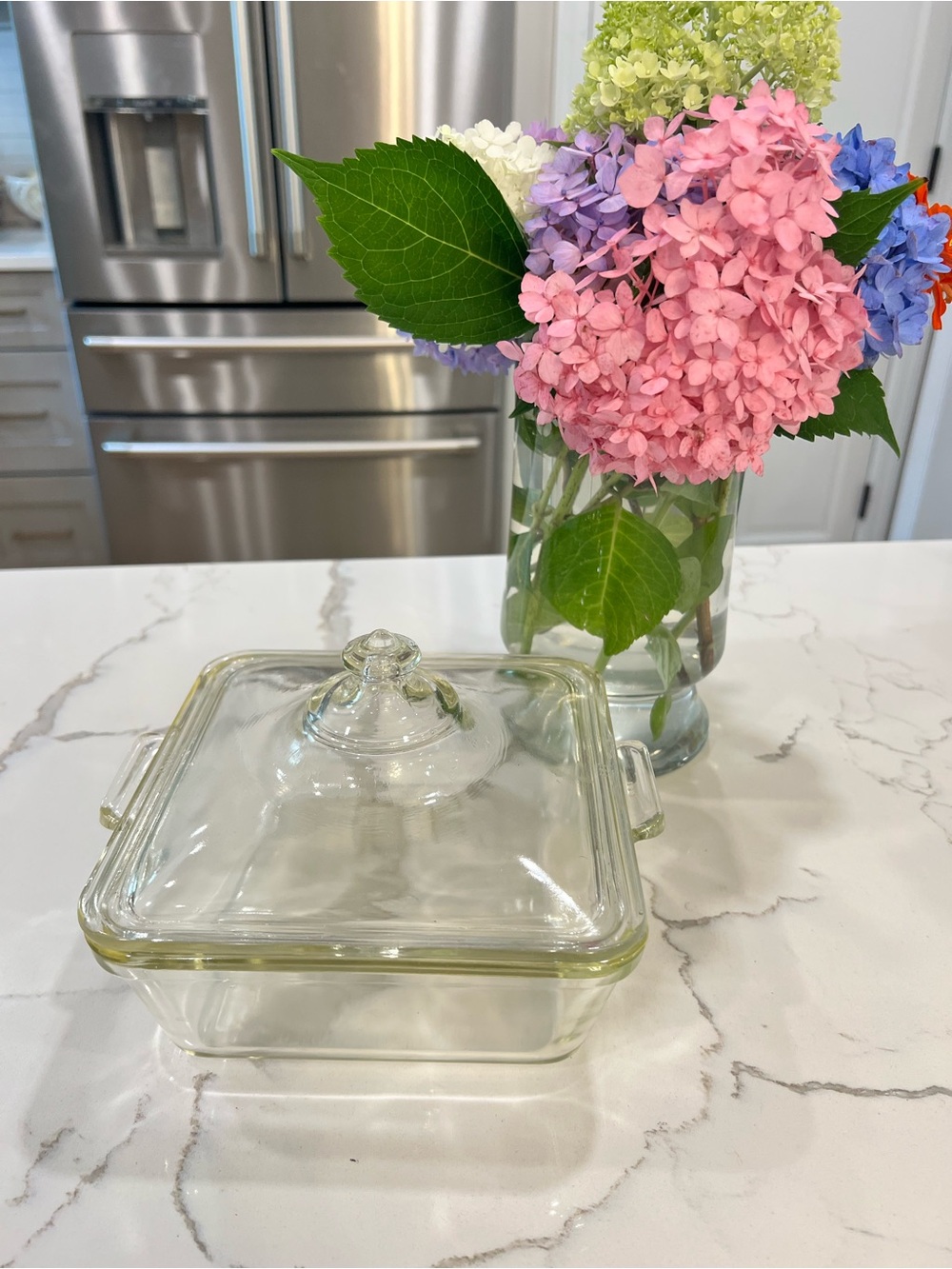 Antique Rare 1915 Clear borosilicate glassPyrex 653 Square Casserole Dish w lid